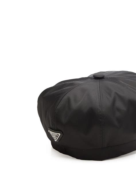 re-nylon triangle logo black hat by prada|prada re nylon hat.